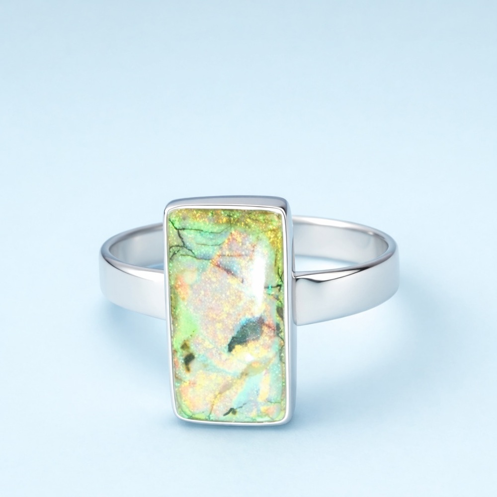 Rectangular Fire Opal~ Rainbow Flash Iridescent S… - image 3